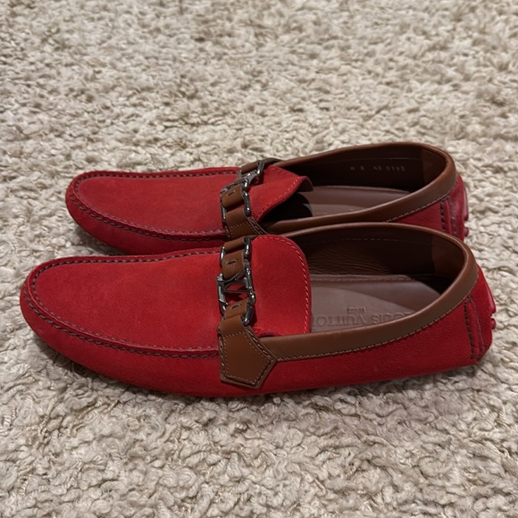 Louis Vuitton Hockenheim Moccasin Red Suede Driving Loafers - Picture 2 of 15